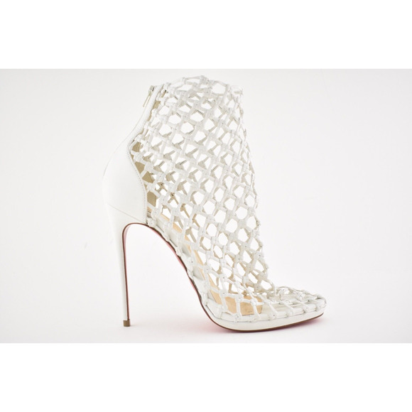 Christian Louboutin Porligat 120 White Latte Caged Boot Bootie Heel Pump 37 - Picture 2 of 12